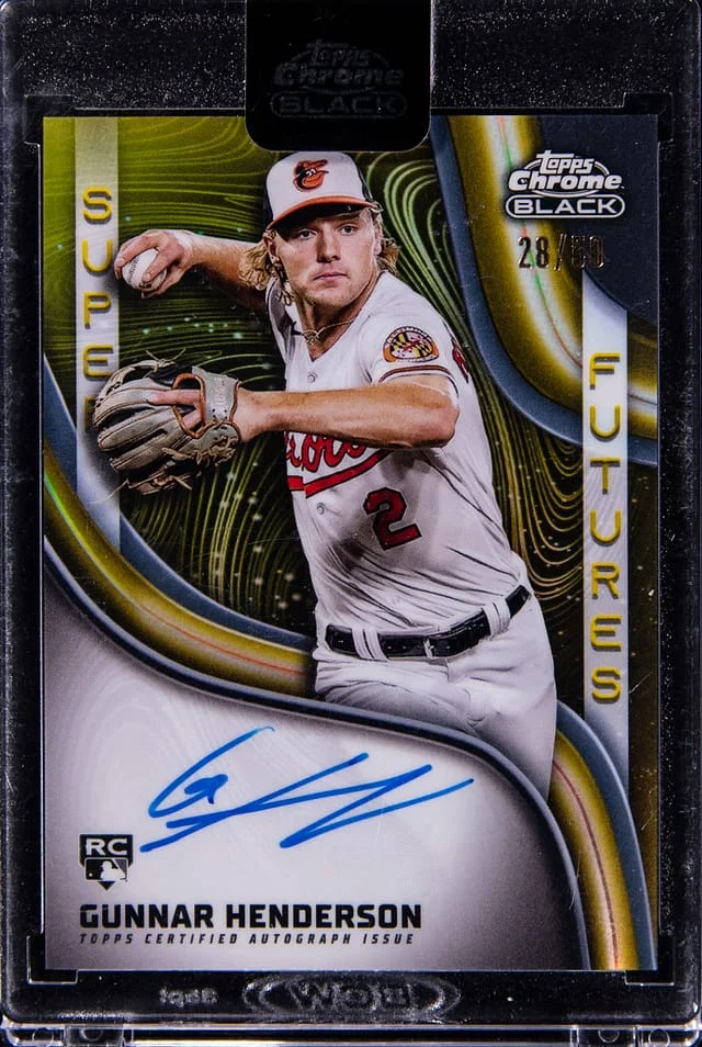2023 Topps Chrome Black Gunnar Henderson Super Futures Autograph Gold #SFA-GH card image