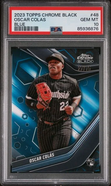 2023 Topps Chrome Black Oscar Colas Blue #48 card image