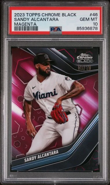 2023 Topps Chrome Black Sandy Alcantara Magenta #46 card image