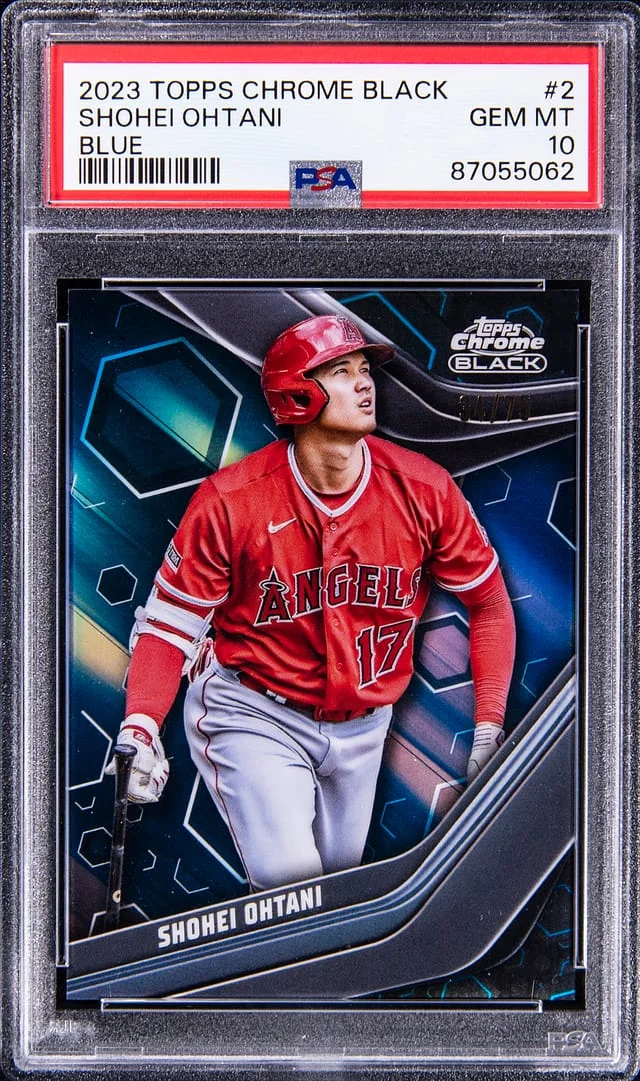 2023 Topps Chrome Black Shohei Ohtani Gold Mini Diamond Refractor #2 card image