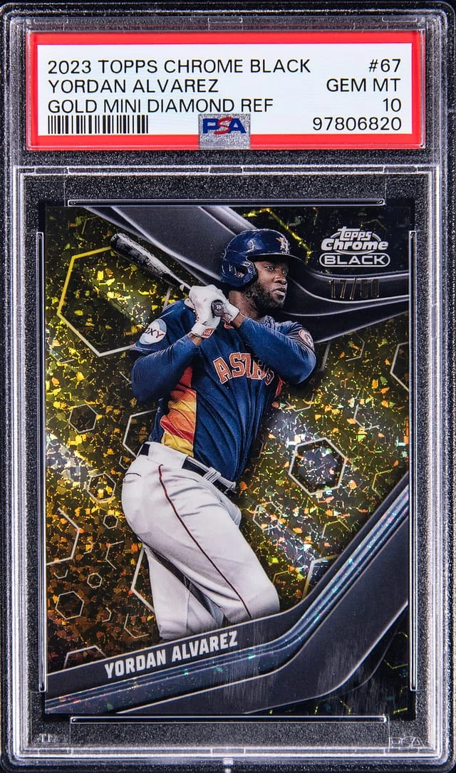 2023 Topps Chrome Black Yordan Alvarez Gold Mini Diamond Refractor #67 card image