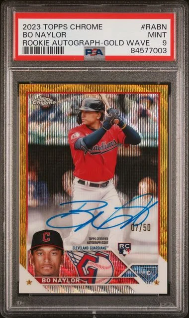 2023 Topps Chrome Bo Naylor Autograph Gold Wave #RABN card image