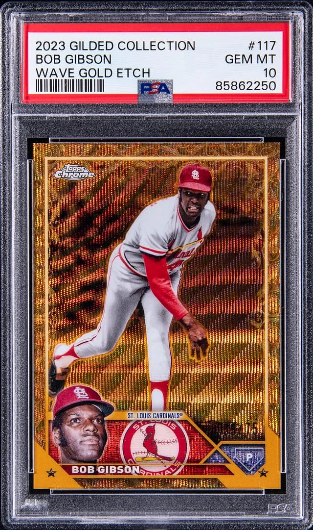 2023 Topps Chrome Bob Gibson Gilded Collection Gold Wave Etch #117 card image