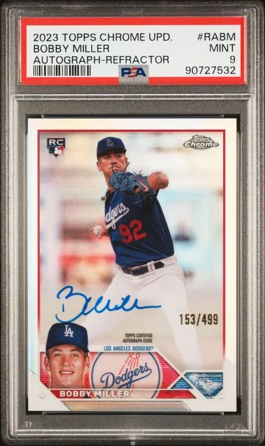 2023 Topps Chrome Bobby Miller Autograph Refractor #RA-BM card image