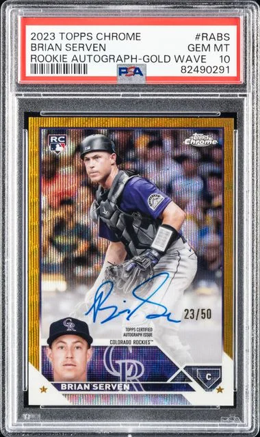 2023 Topps Chrome Brian Serven Autograph Gold Wave #RABS card image