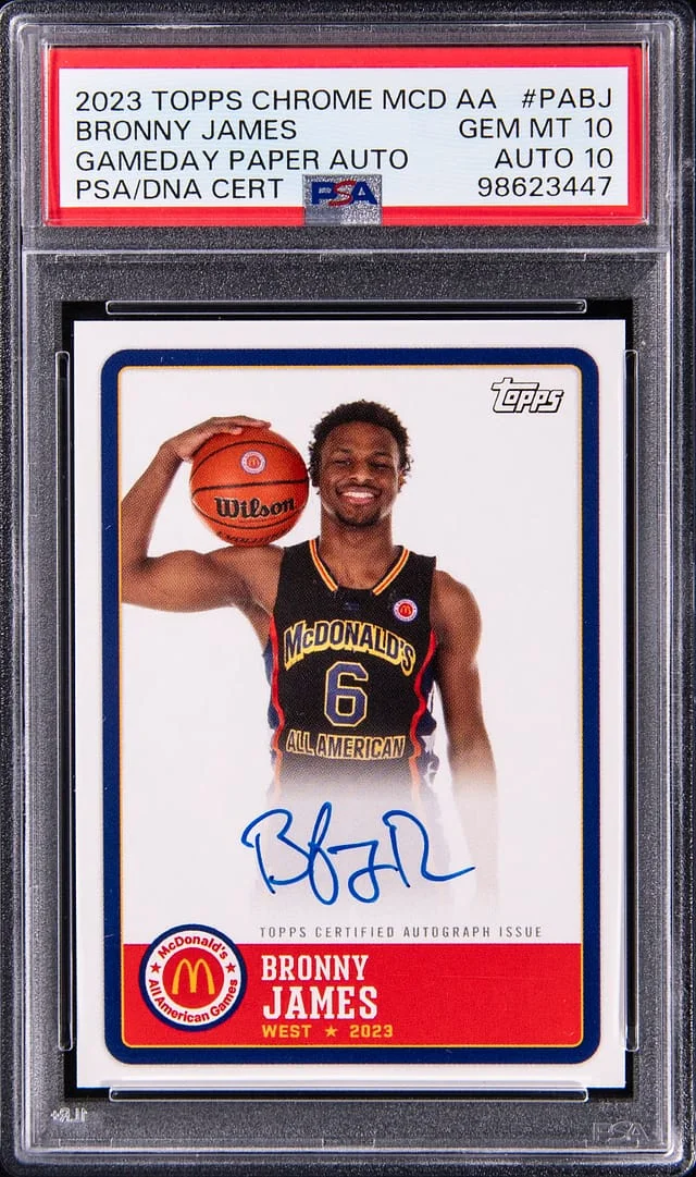 2023 Topps Chrome Bronny James McDonalds All American Gameday Paper Autograph #PA-BJ card image
