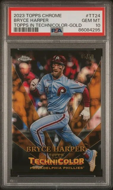 2023 Topps Chrome Bryce Harper Topps In Technicolor Gold #TT24 card image