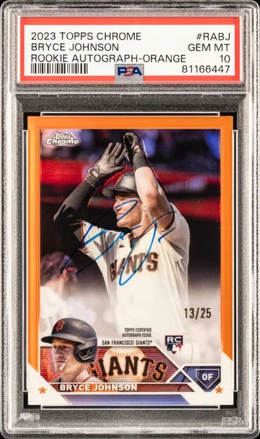 2023 Topps Chrome Bryce Johnson Autographs Orange Refractor #RA-BJ card image
