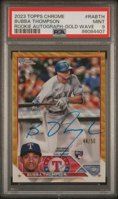 2023 Topps Chrome Bubba Thompson Autograph Gold Wave #RA-BTH card image