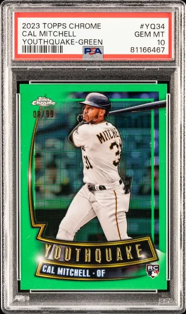2023 Topps Chrome Cal Mitchell Youthquake Green #Yq34 card image