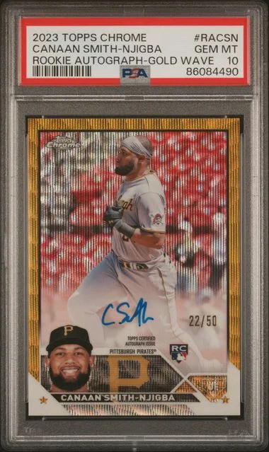 2023 Topps Chrome Canaan Smith-Njigba Autograph Gold Wave #RACSN card image