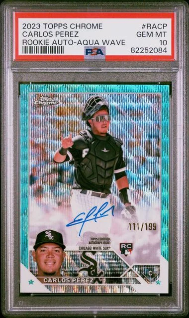 2023 Topps Chrome Carlos Perez Autograph Aqua Wave #RACP card image
