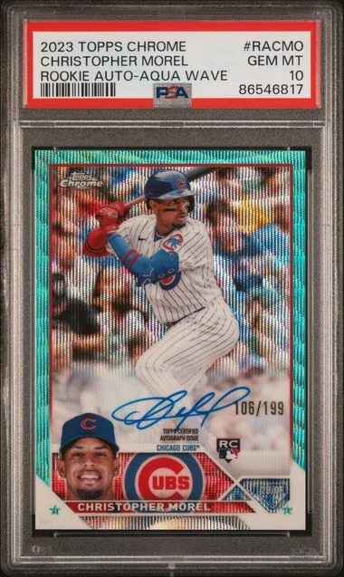 2023 Topps Chrome Christopher Morel Autograph Gold Wave #RA-CMO card image