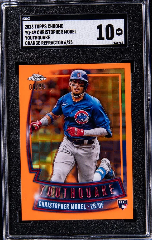 2023 Topps Chrome Christopher Morel Youthquake Orange Refractor #YQ-49 card image