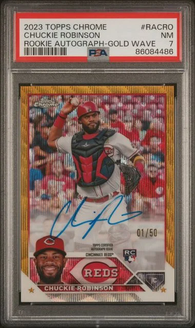 2023 Topps Chrome Chuckie Robinson Autograph Gold Wave #RA-CRO card image