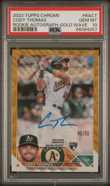 2023 Topps Chrome Cody Thomas Autograph Gold Wave #RACT card image