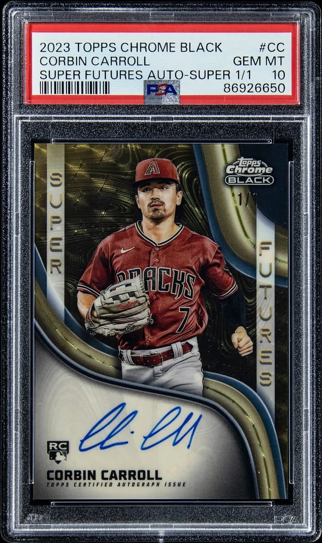 2023 Topps Chrome Corbin Carroll Super Futures Autograph SuperFractor #CC card image