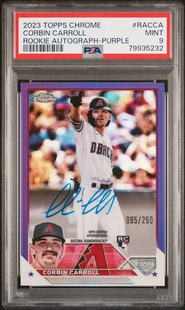 2023 Topps Chrome Corbin Carroll Autograph Purple #RACCA card image