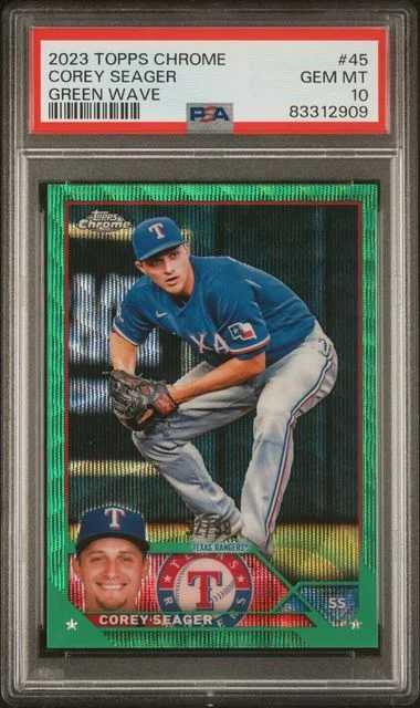 2023 Topps Chrome Corey Seager Green Wave #45 card image