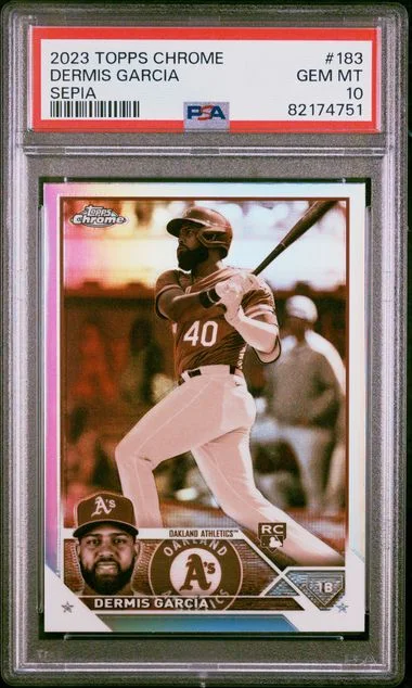 2023 Topps Chrome Dermis Garcia Sepia #183 card image