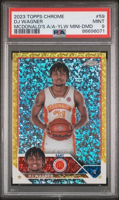 2023 Topps Chrome DJ Wagner McDonald's All-American Yellow Mini-Diamond #59 card image
