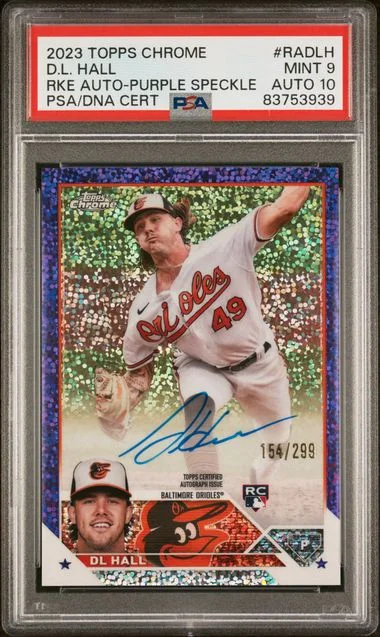 2023 Topps Chrome DL Hall Autograph Purple Speckle #RA-DLH card image