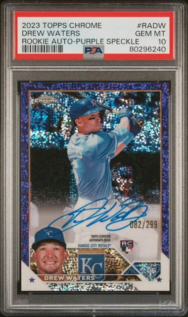 2023 Topps Chrome Drew Waters Autograph Purple Speckle #RADW card image