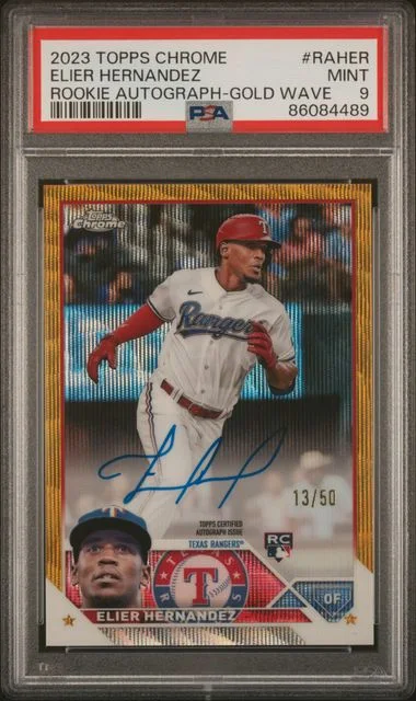 2023 Topps Chrome Elier Hernandez Autograph Gold Wave #RAHER card image