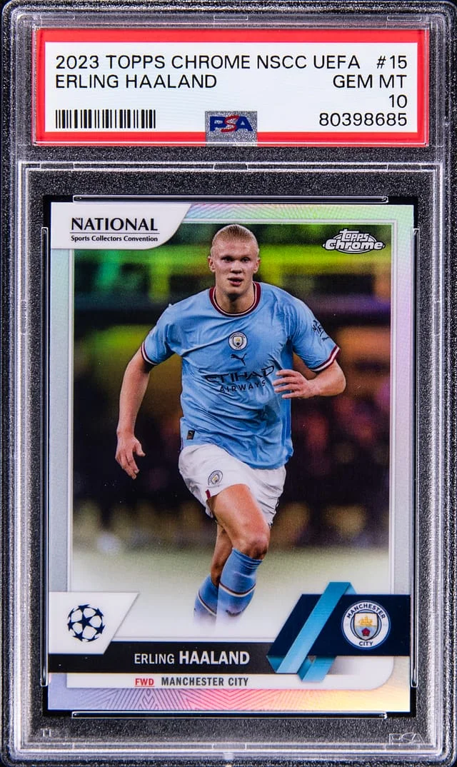 2023 Topps Chrome Erling Haaland UEFA National Sports Card Convention #15 card image