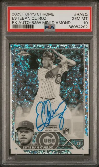 2023 Topps Chrome Esteban Quiroz Autograph Black & White Mini Diamond #RA-EQ card image