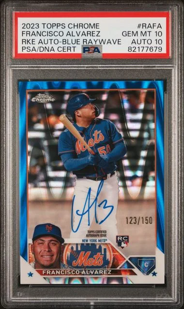 2023 Topps Chrome Francisco Alvarez Autograph Blue Raywave #RAFA card image