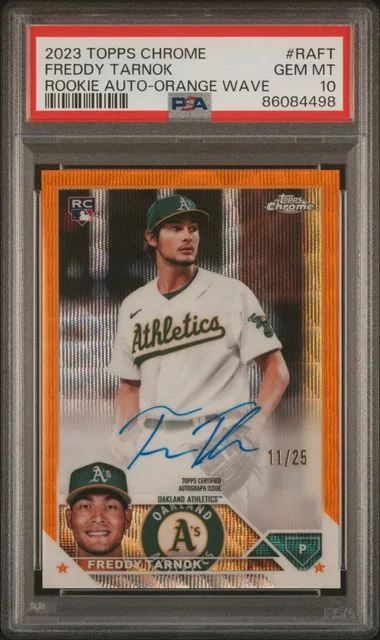 2023 Topps Chrome Freddy Tarnok Autograph Orange Wave #RAFT card image