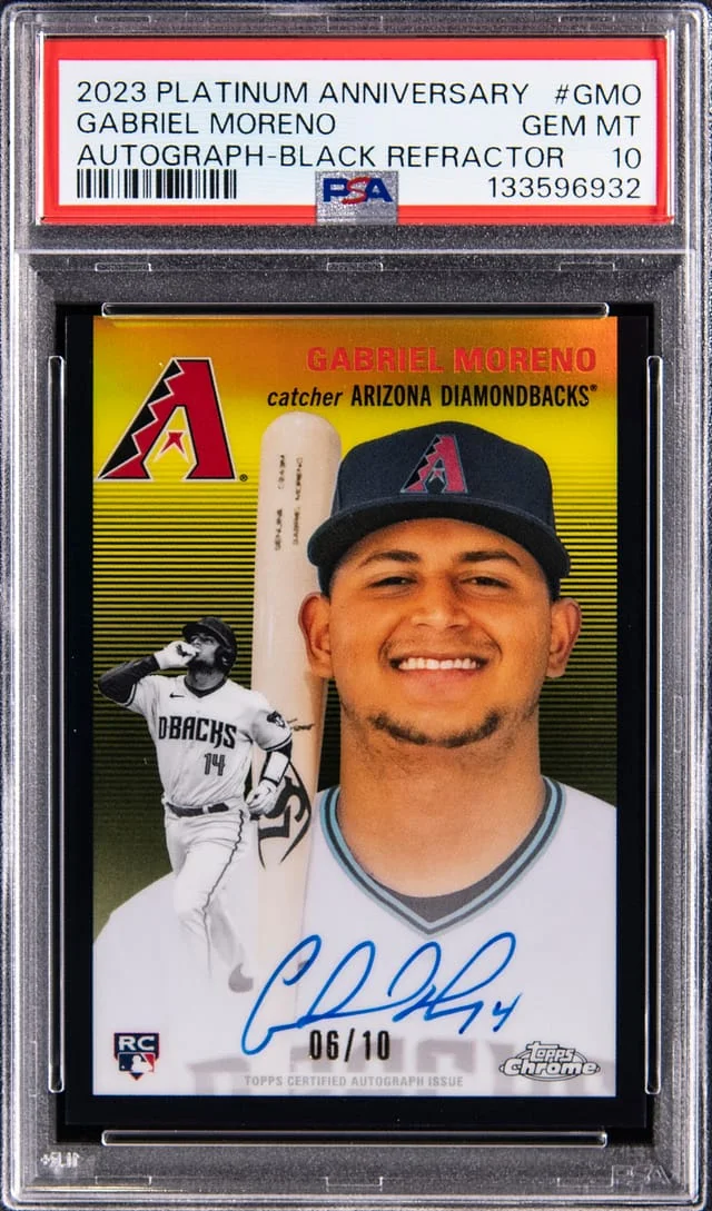 2023 Topps Chrome Gabriel Moreno Autograph Black Refractor #CPA-GMO card image