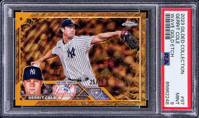 2023 Topps Chrome Gerrit Cole Gilded Collection Wave Gold Etch #97 card image