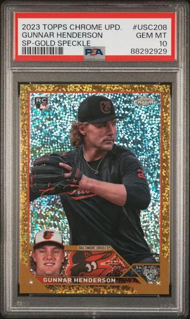 2023 Topps Chrome Gunnar Henderson SP Gold Speckle Refractor #USC208 card image