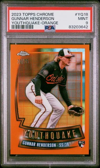 2023 Topps Chrome Gunnar Henderson Youthquake Orange #YQ18 card image