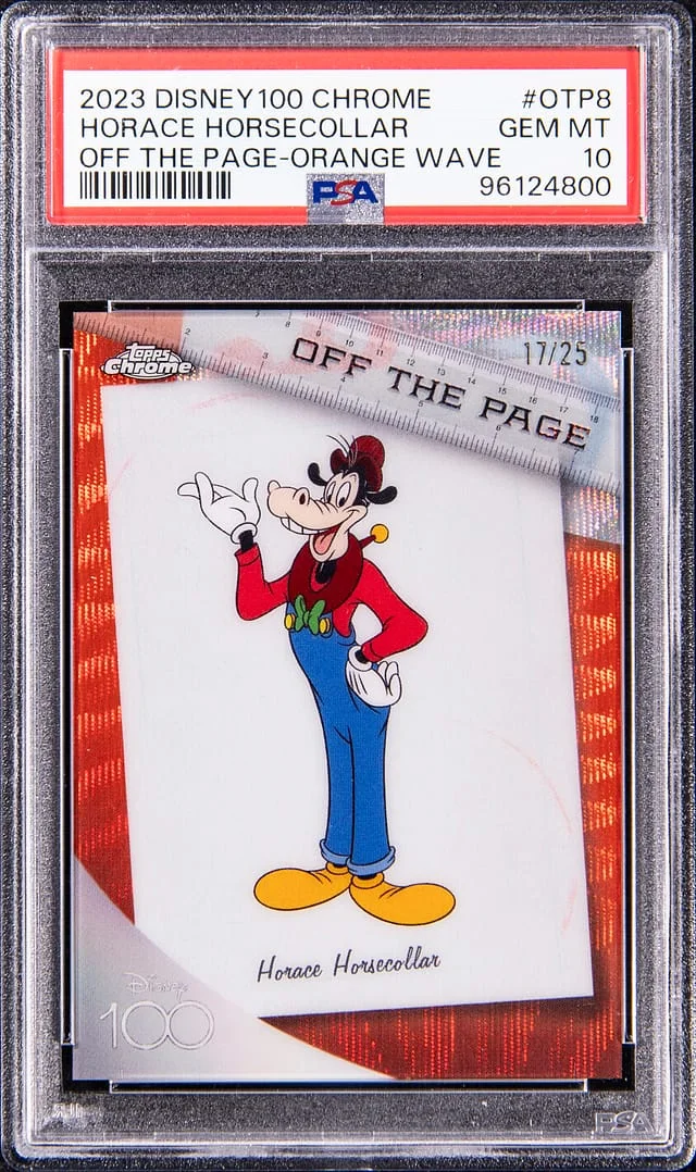 2023 Topps Chrome Horace Horsecollar Disney 100 Off the Page Orange Wave #OTP-8 card image