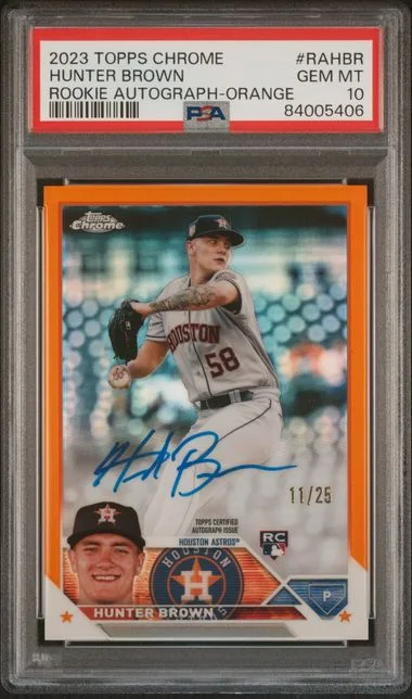 2023 Topps Chrome Hunter Brown Autograph Orange #RA-HBR card image