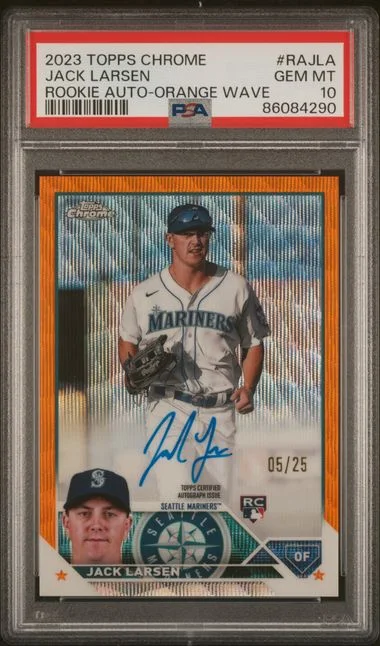 2023 Topps Chrome Jack Larsen Autograph Orange Wave #RA-JLA card image