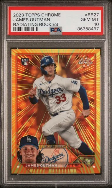 2023 Topps Chrome James Outman Radiating Rookies Update #RR27 card image