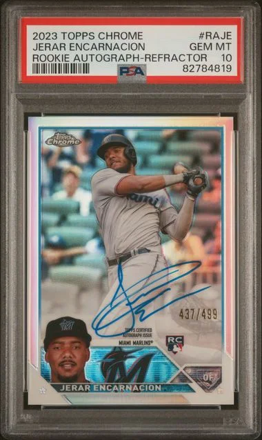 2023 Topps Chrome Jerar Encarnacion Autograph Refractor #RAJE card image