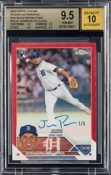2023 Topps Chrome Jermaine Palacios Autographs Red Wave Refractors #RA-JP card image