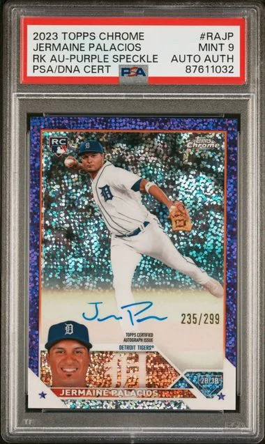 2023 Topps Chrome Jermaine Palacios Autograph Purple Speckle #RAJP card image