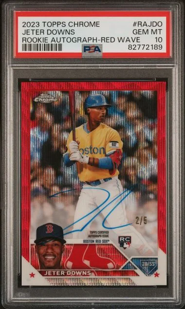 2023 Topps Chrome Jeter Downs Autograph Red Wave #RA-JDO card image