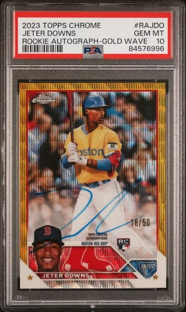 2023 Topps Chrome Jeter Downs Autograph Gold Wave #RAJDO card image