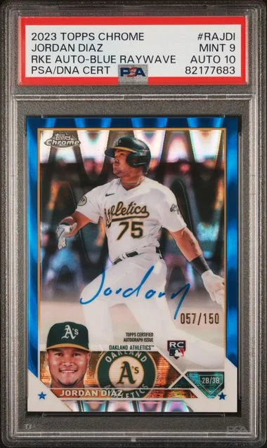 2023 Topps Chrome Jordan Diaz Autograph Orange Wave #RAJDI card image