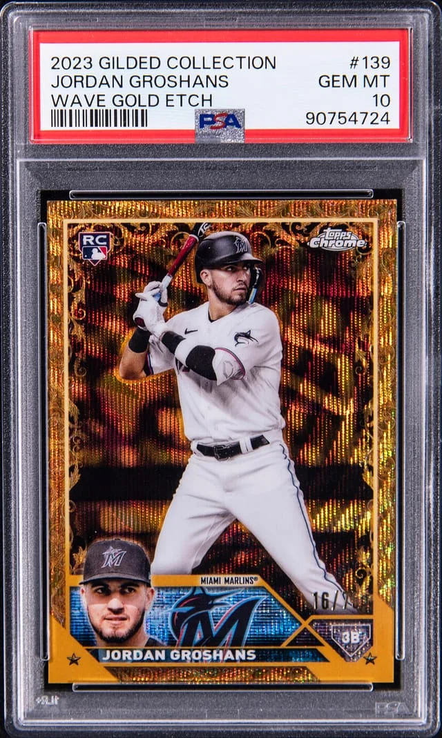 2023 Topps Chrome Jordan Groshans Gilded Collection Wave Gold Etch #139 card image