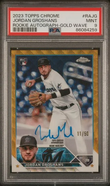 2023 Topps Chrome Jordan Groshans Autograph Gold Wave #RAJG card image