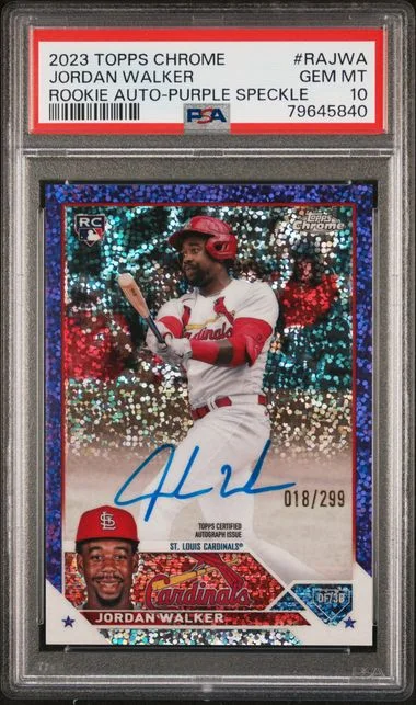 2023 Topps Chrome Jordan Walker Autograph Purple Speckle #RA-JWA card image