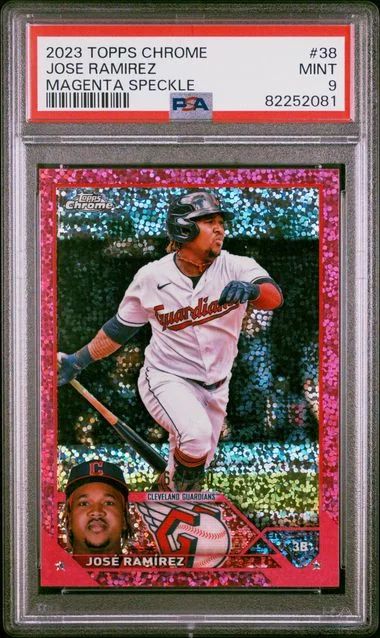 2023 Topps Chrome Jose Ramirez Magenta Speckle #38 card image